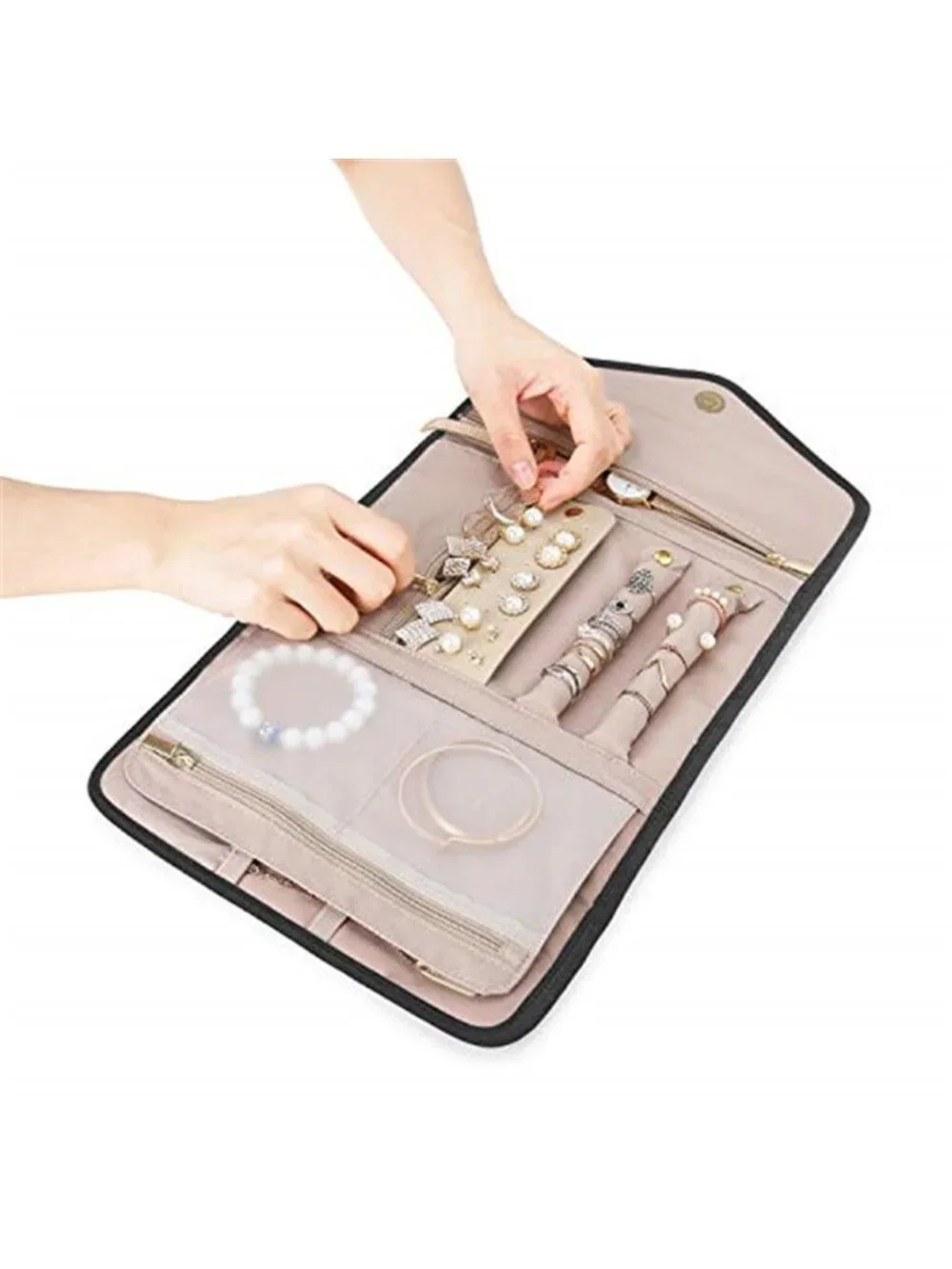 Travel Jewelry Organizer Case Necklace Ring Earring Storage Roll Pouch
